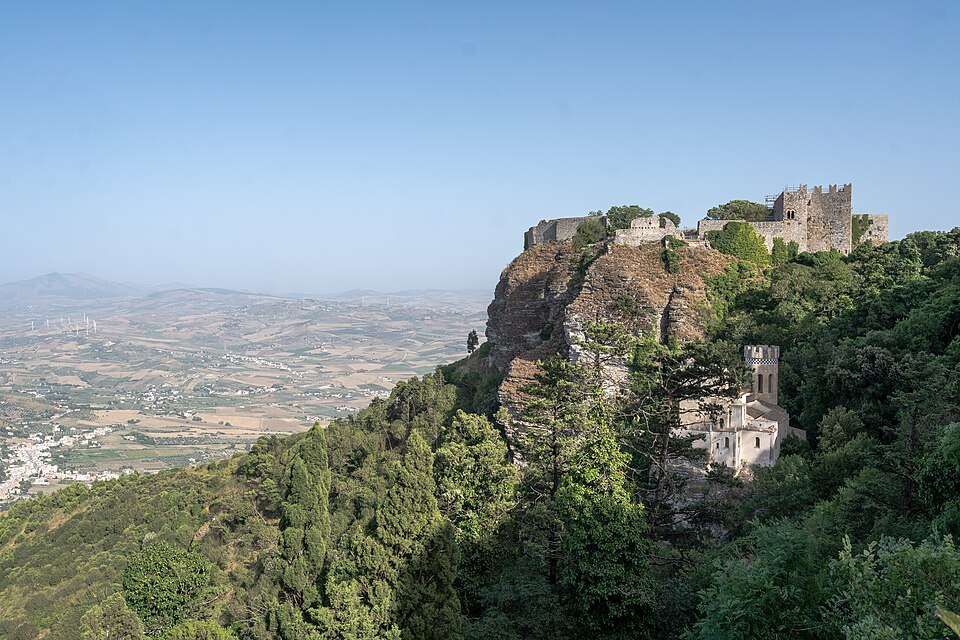 The Balio castle and Torretta Pepoli on Erice's cliff edge